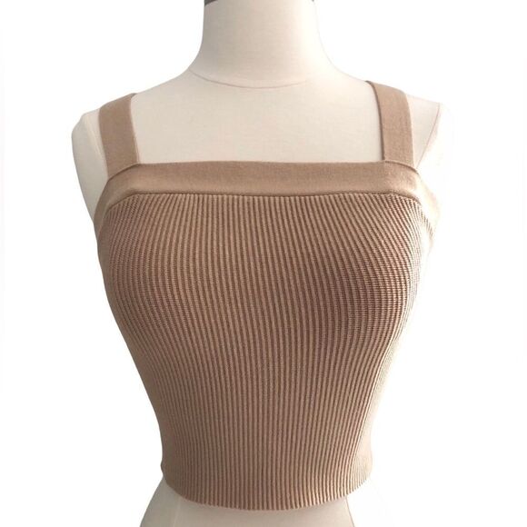 Abercrombie & Fitch Tan Crop Rib Sweater Tank Top Size Medium - Picture 1 of 7